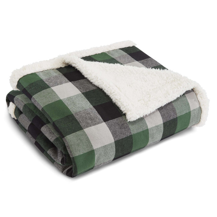 Eddie Bauer Finley Plaid Flannel Sherpa Fleece Throw & Reviews Wayfair